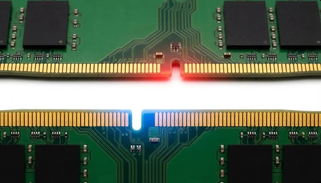 DDR4 и DDR5 не взаимозаменяемы: разное положение ключа в 288-пиновых модулях